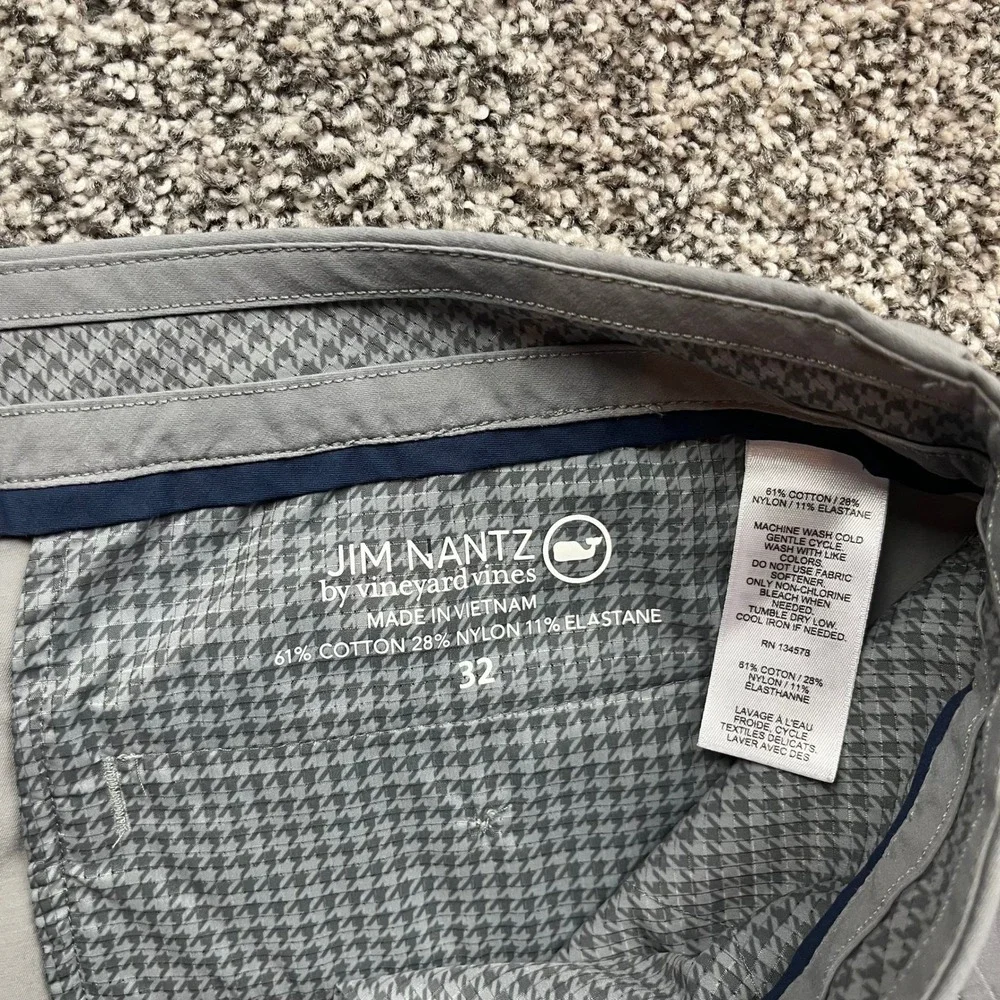 Vineyard Vines Jim Nantz Golf Shorts Mens 32 Gray Stretch Flat Front Performance